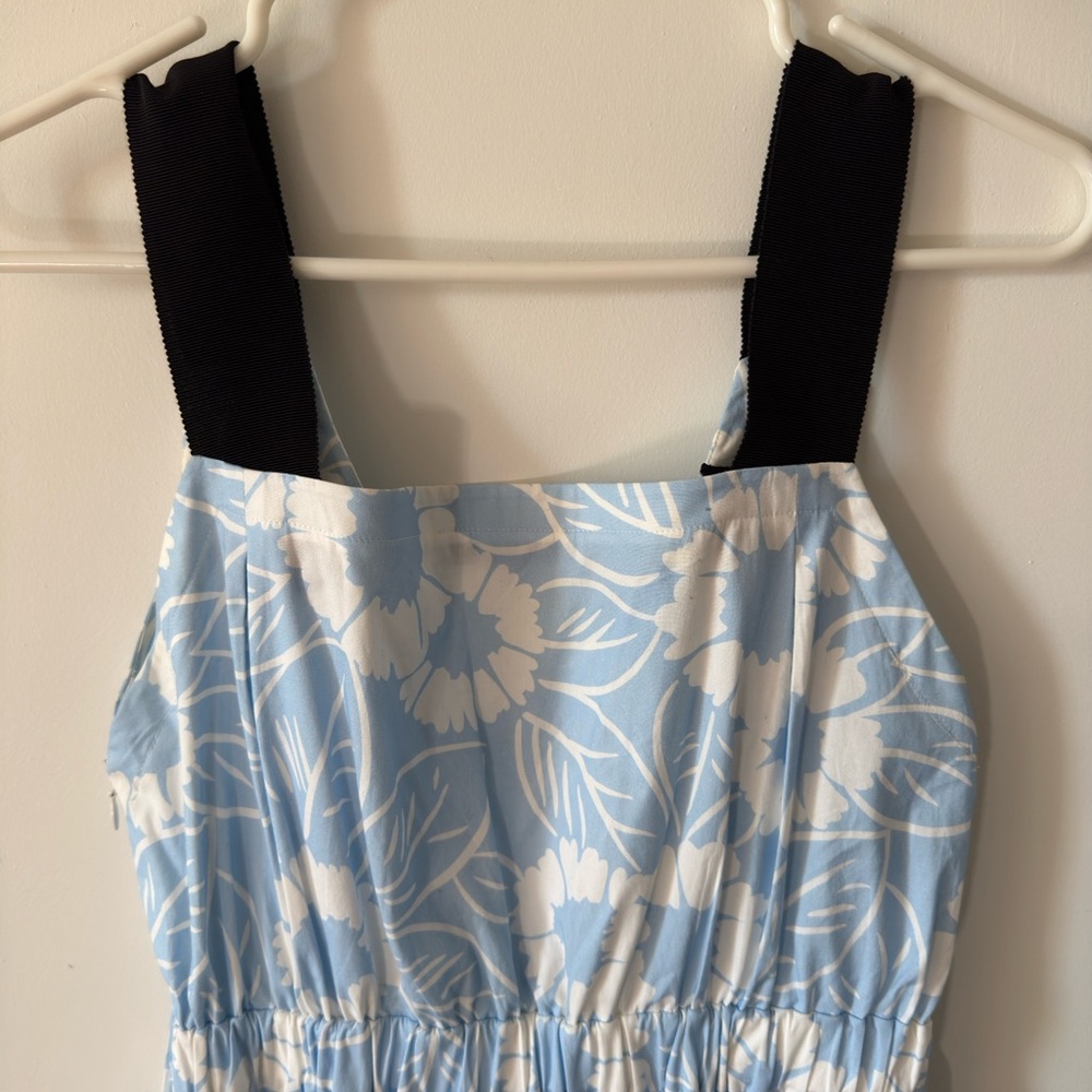 Prada Blue and White Floral Midi Dress - Picture 3 of 10